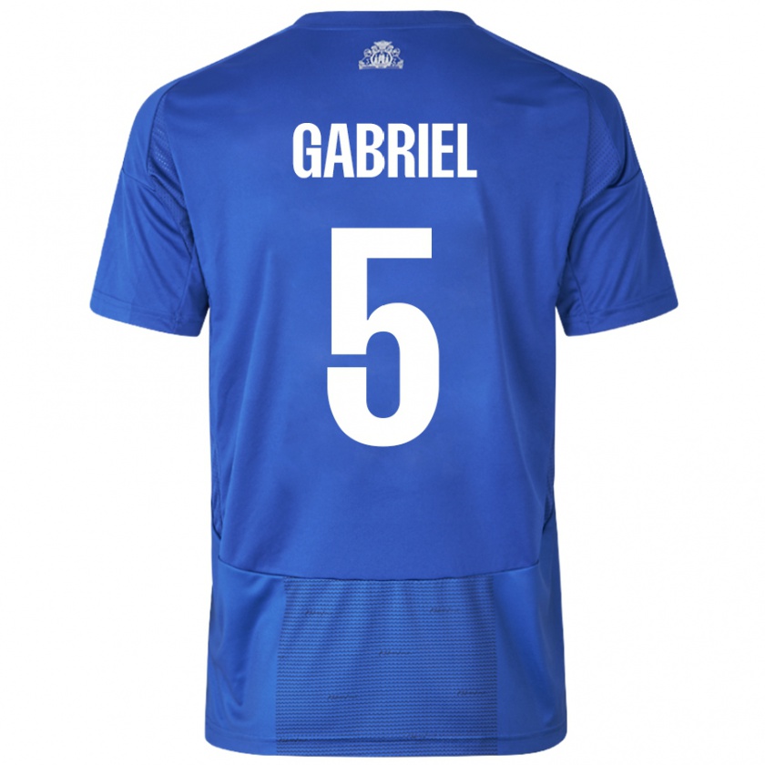 Kandiny Hombre Camiseta Gabriel Pereira #5 Blanco Azul 2ª Equipación 2024/25 La Camisa