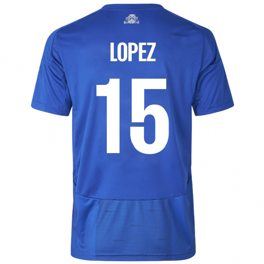 Kandiny Män Marcos López #15 Vit Blå Bortatröja Matchtröjor 2024/25 Tröjor T-Tröja