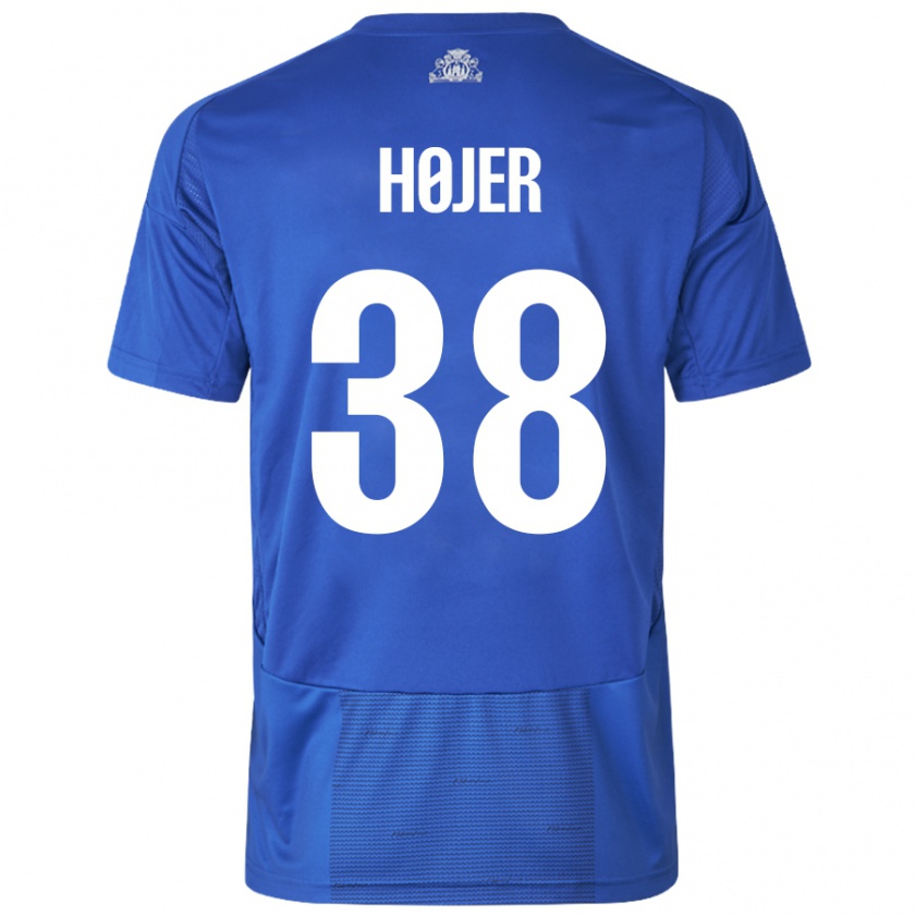 Kandiny Hombre Camiseta Oliver Højer #38 Blanco Azul 2ª Equipación 2024/25 La Camisa