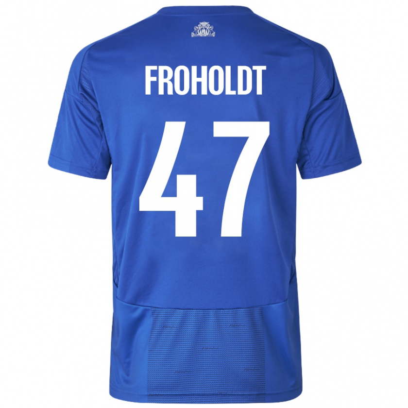 Kandiny Herren Victor Froholdt #47 Weiß Blau Auswärtstrikot Trikot 2024/25 T-Shirt Österreich