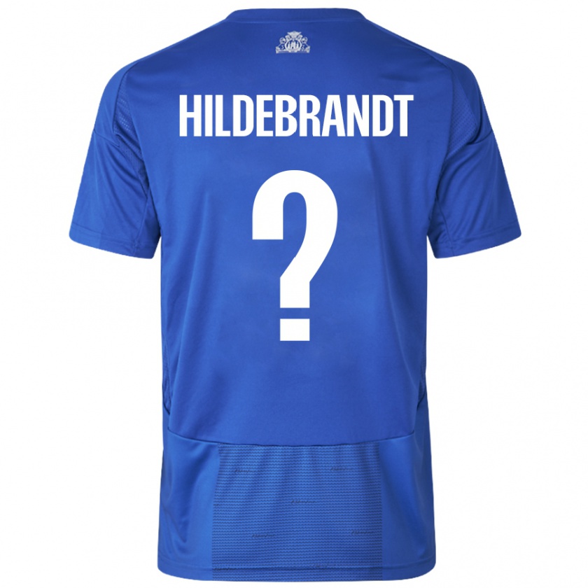 Kandiny Hombre Camiseta Sylvester Hildebrandt #0 Blanco Azul 2ª Equipación 2024/25 La Camisa