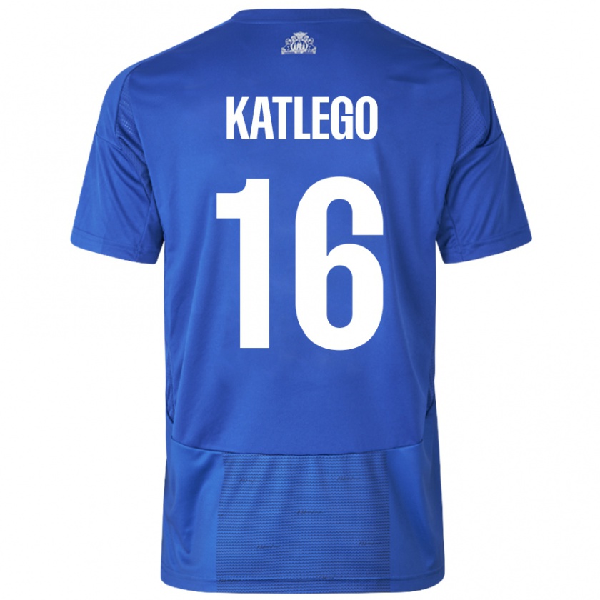 Kandiny Hombre Camiseta David Katlego #16 Blanco Azul 2ª Equipación 2024/25 La Camisa