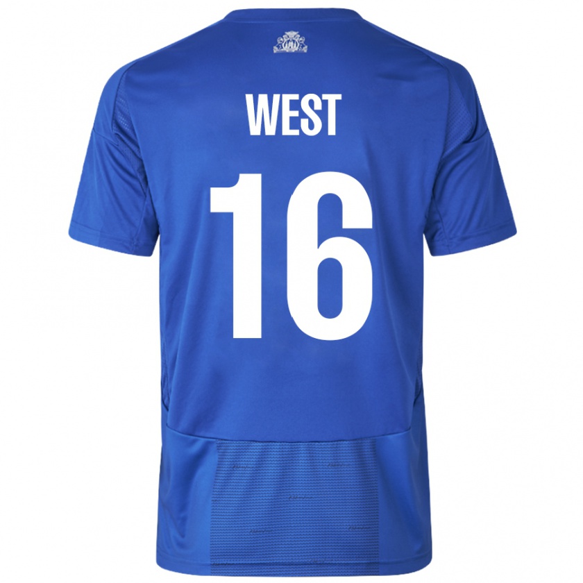 Kandiny Heren Liam West #16 Wit Blauw Uitshirt Uittenue 2024/25 T-Shirt België