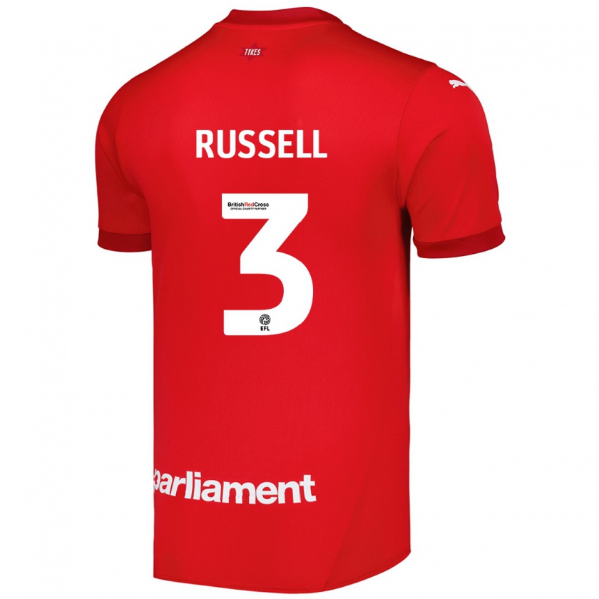 Kandiny Dames Jon Russell #3 Rood Thuisshirt Thuistenue 2024/25 T-Shirt België