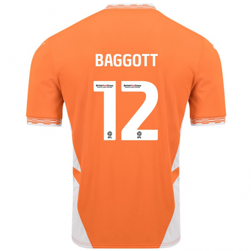 Kandiny Dames Elkan Baggott #12 Oranje Wit Thuisshirt Thuistenue 2024/25 T-Shirt België