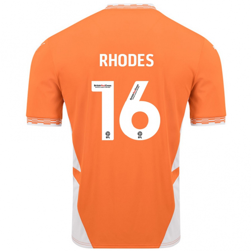 Kandiny Dames Jordan Rhodes #16 Oranje Wit Thuisshirt Thuistenue 2024/25 T-Shirt België