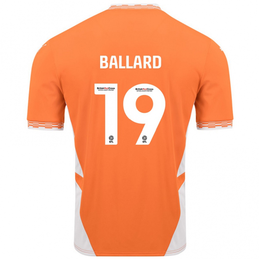 Kandiny Donna Maglia Dom Ballard #19 Arancione Bianco Kit Gara Home 2024/25 Maglietta