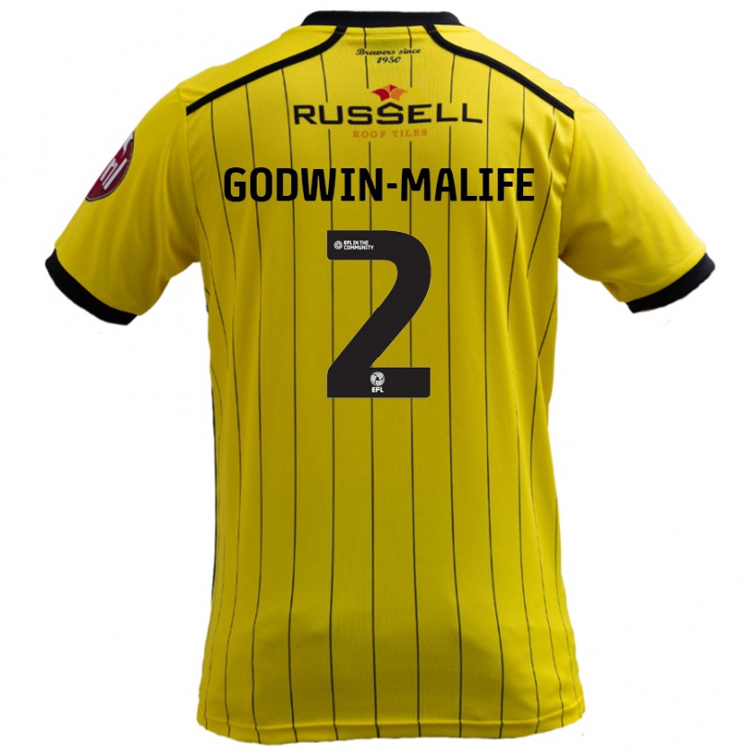 Kandiny Kvinnor Udoka Godwin-Malife #2 Gul Hemmatröja Matchtröjor 2024/25 Tröjor T-Tröja