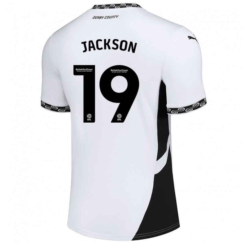 Kandiny Mujer Camiseta Kayden Jackson #19 Blanco Negro 1ª Equipación 2024/25 La Camisa