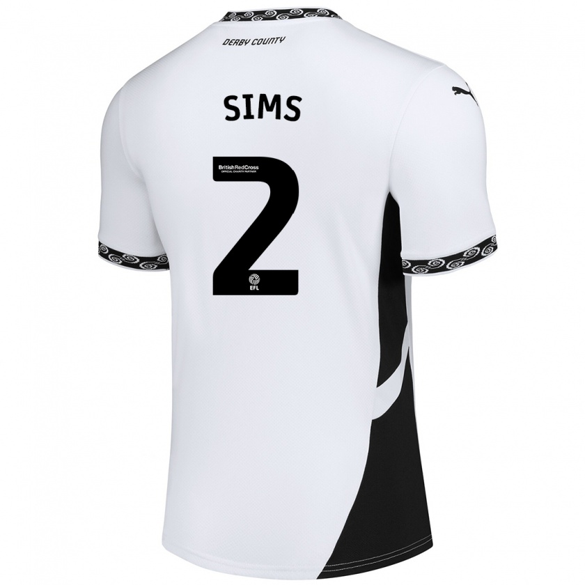 Kandiny Mujer Camiseta Amy Sims #2 Blanco Negro 1ª Equipación 2024/25 La Camisa