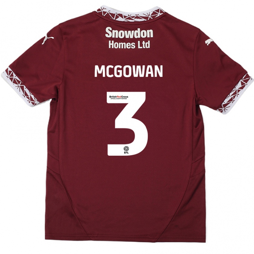 Kandiny Mujer Camiseta Aaron Mcgowan #3 Borgoña 1ª Equipación 2024/25 La Camisa