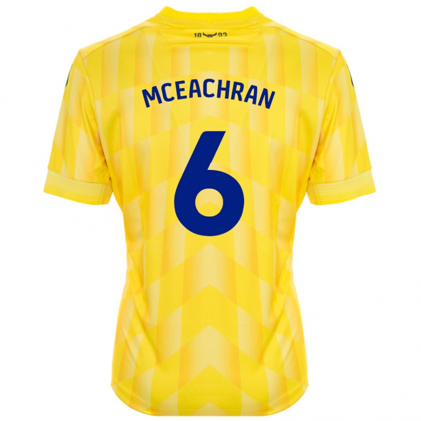 Kandiny Mujer Camiseta Josh Mceachran #6 Amarillo 1ª Equipación 2024/25 La Camisa