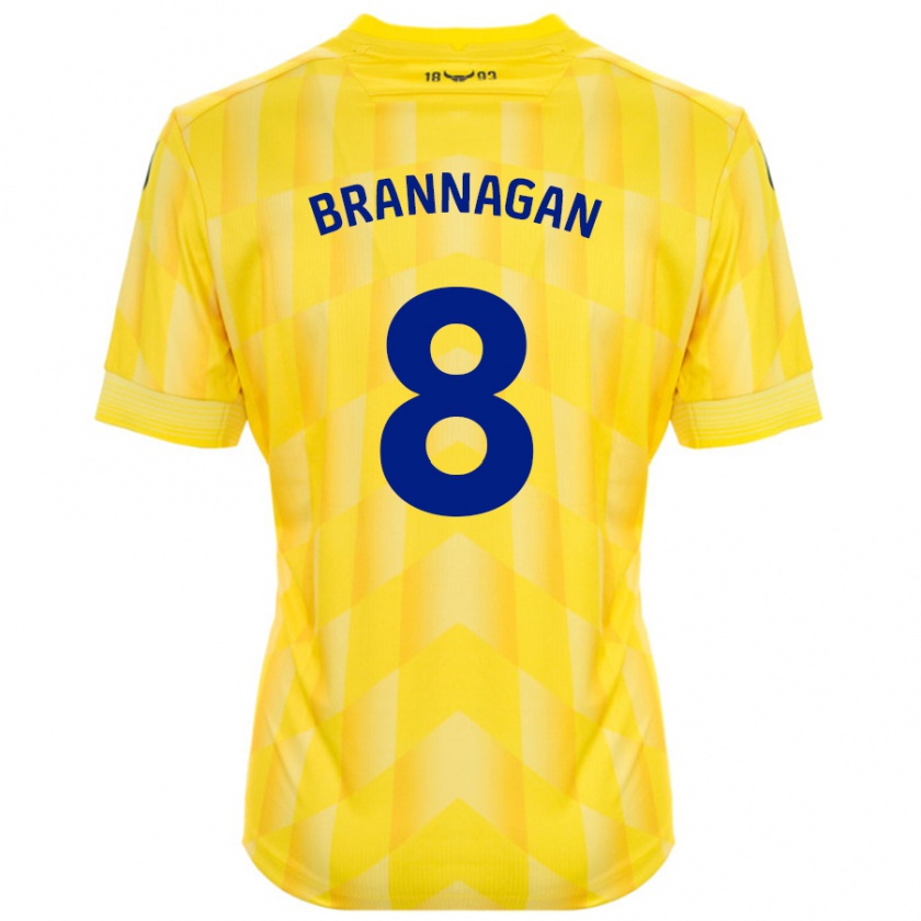 Kandiny Mujer Camiseta Cameron Brannagan #8 Amarillo 1ª Equipación 2024/25 La Camisa