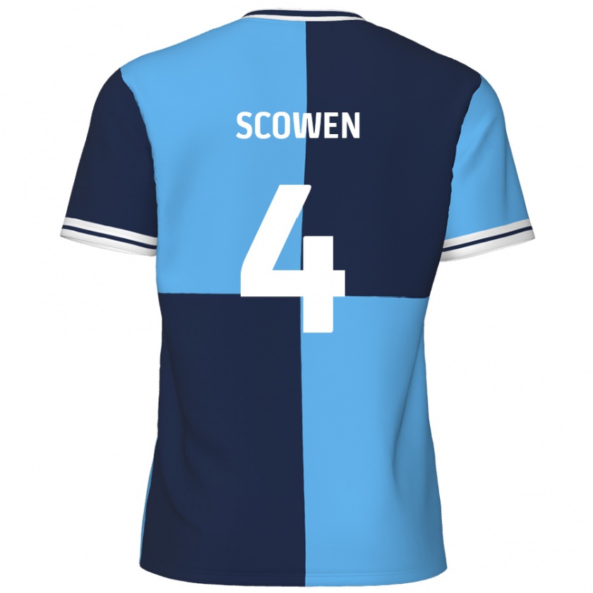 Kandiny Kvinnor Josh Scowen #4 Himmelsblå Mörkblå Hemmatröja Matchtröjor 2024/25 Tröjor T-Tröja