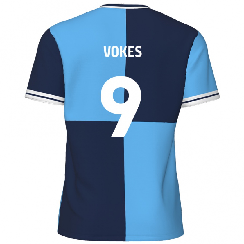 Kandiny Mujer Camiseta Sam Vokes #9 Azul Cielo Azul Oscuro 1ª Equipación 2024/25 La Camisa