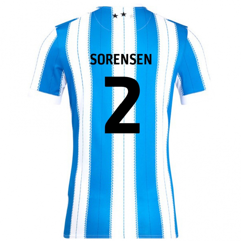 Kandiny Mujer Camiseta Lasse Sørensen #2 Azul Blanco 1ª Equipación 2024/25 La Camisa