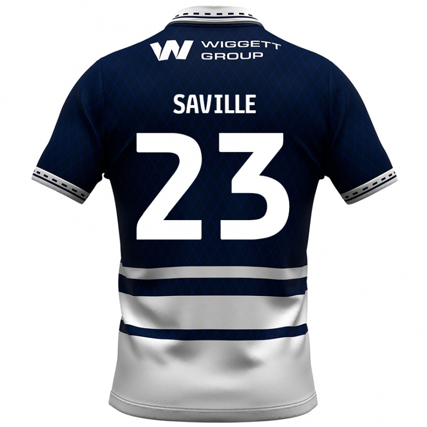 Kandiny Mujer Camiseta George Saville #23 Azul Marino Blanco 1ª Equipación 2024/25 La Camisa México