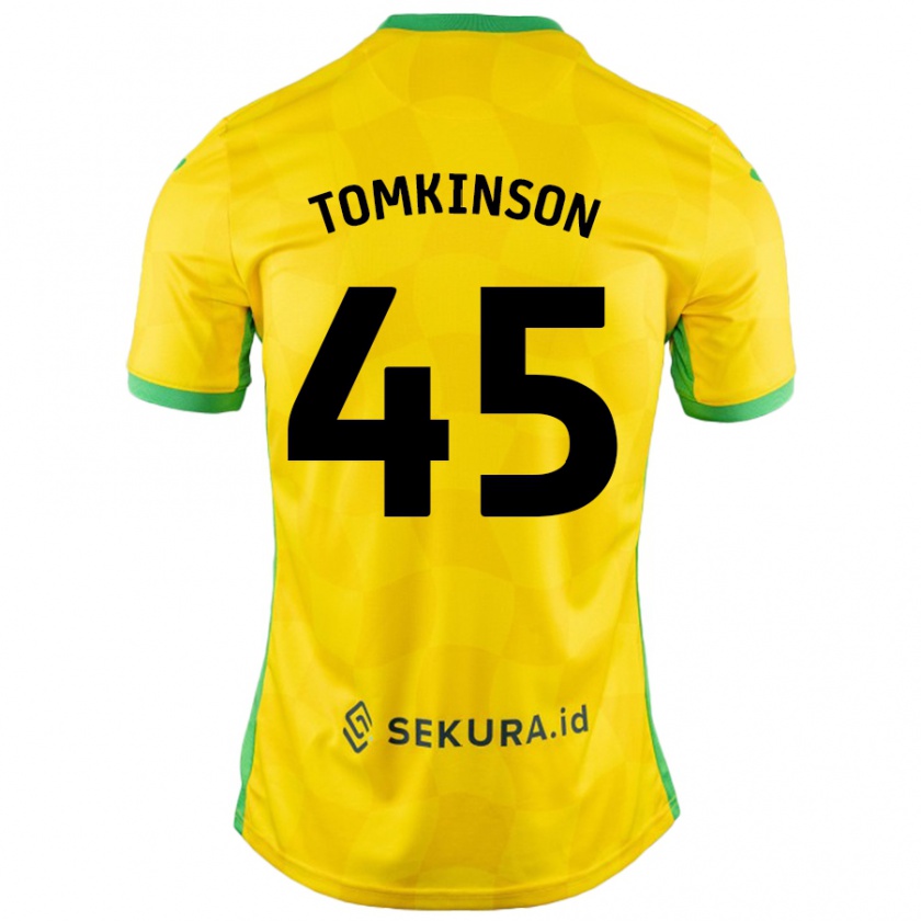 Kandiny Mujer Camiseta Jonathan Tomkinson #45 Amarillo Verde 1ª Equipación 2024/25 La Camisa