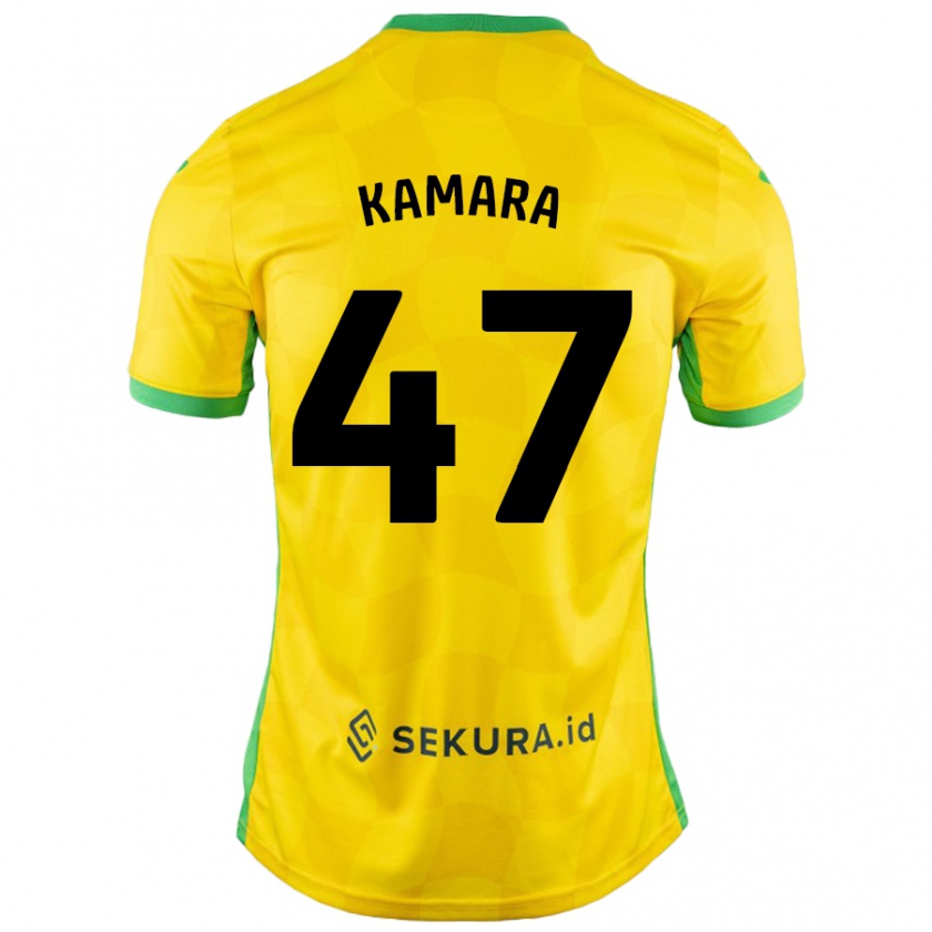 Kandiny Mujer Camiseta Abu Kamara #47 Amarillo Verde 1ª Equipación 2024/25 La Camisa