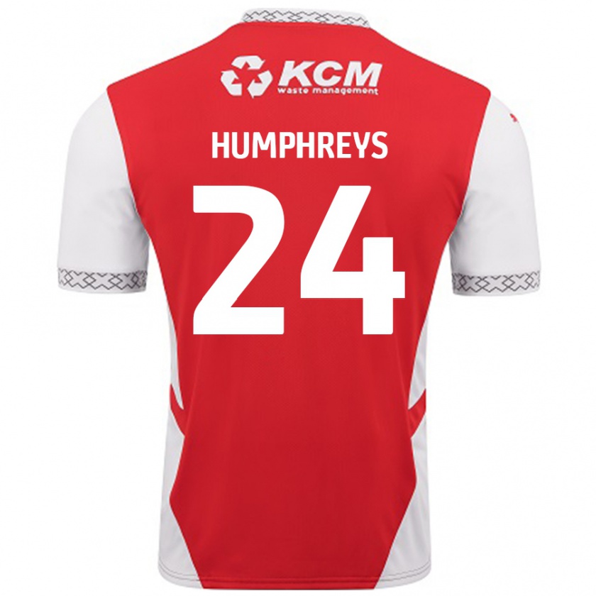 Kandiny Mujer Camiseta Cameron Humphreys #24 Rojo Blanco 1ª Equipación 2024/25 La Camisa México