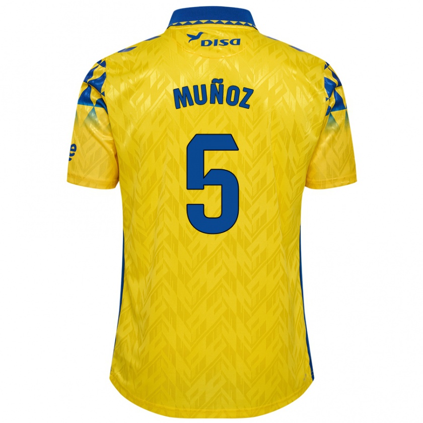 Kandiny Kvinnor Javi Muñoz #5 Gul Blå Hemmatröja Matchtröjor 2024/25 Tröjor T-Tröja