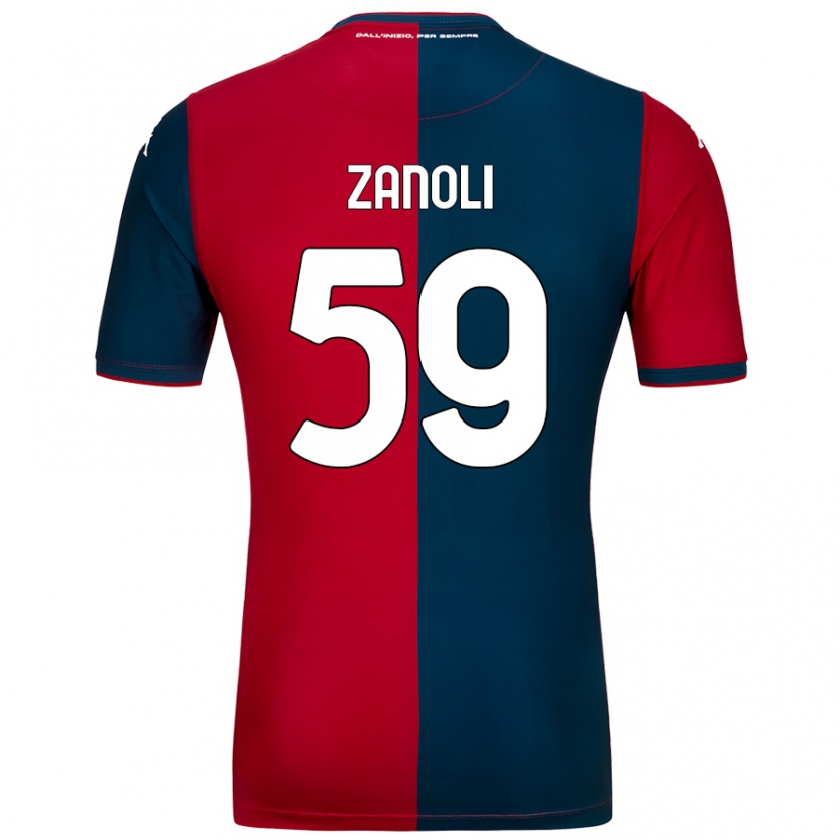 Kandiny Dames Alessandro Zanoli #59 Rood Donkerblauw Thuisshirt Thuistenue 2024/25 T-Shirt België