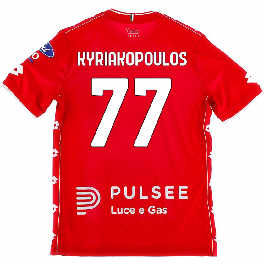 Kandiny Mujer Camiseta Georgios Kyriakopoulos #77 Rojo Blanco 1ª Equipación 2024/25 La Camisa