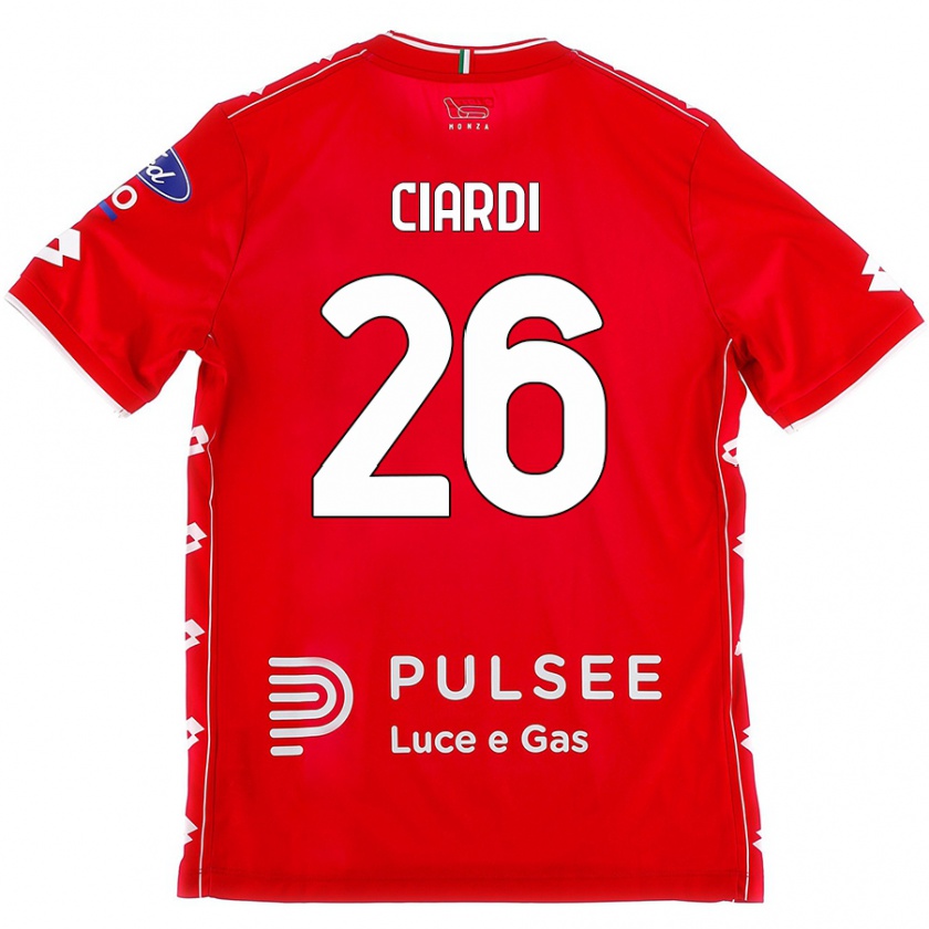 Kandiny Mujer Camiseta Tommaso Ciardi #26 Rojo Blanco 1ª Equipación 2024/25 La Camisa