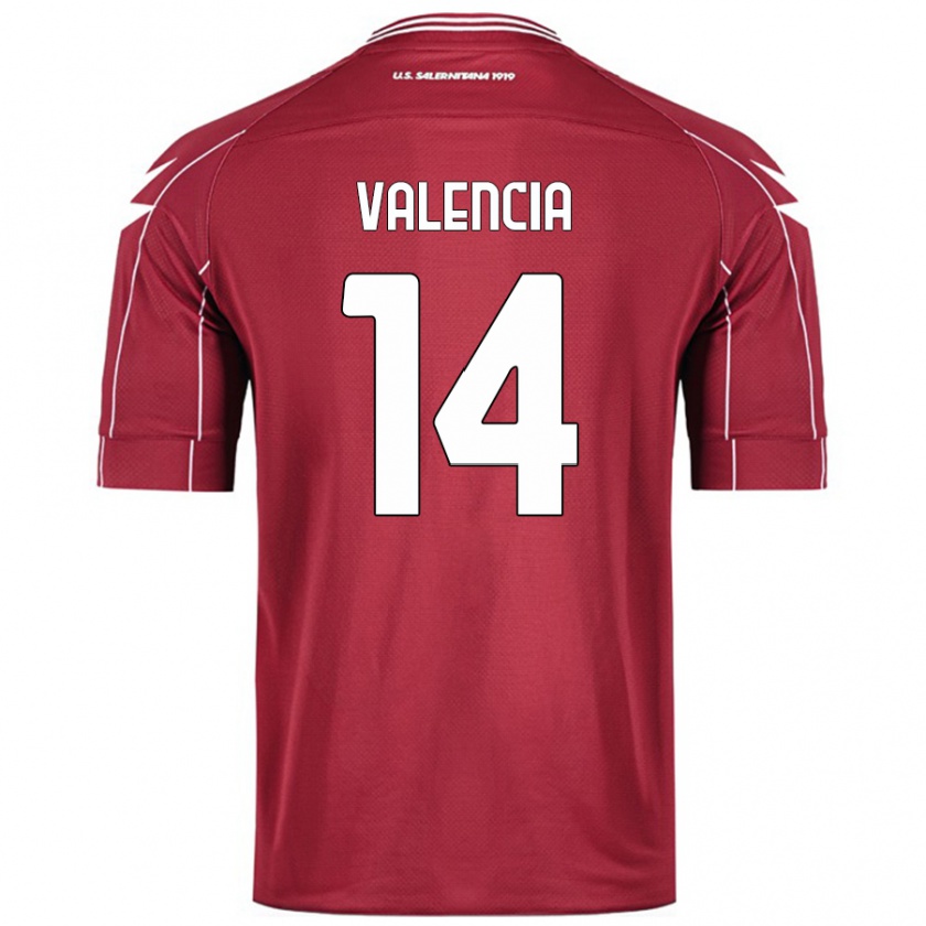 Kandiny Donna Maglia Diego Valencia #14 Borgogna Kit Gara Home 2024/25 Maglietta