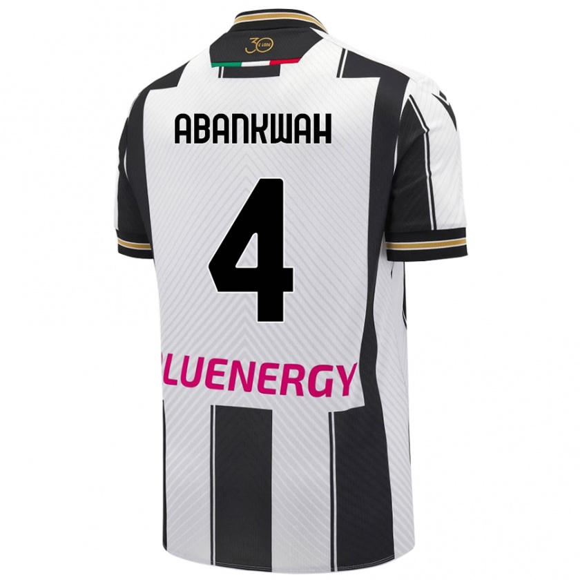 Kandiny Donna Maglia James Abankwah #4 Bianco Nero Kit Gara Home 2024/25 Maglietta