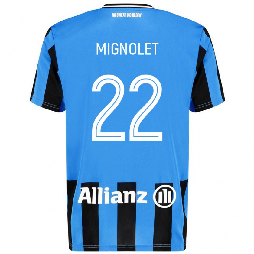 Kandiny Dames Simon Mignolet #22 Hemelsblauw Zwart Thuisshirt Thuistenue 2024/25 T-Shirt België