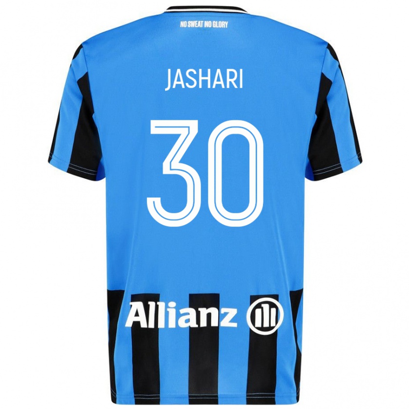 Kandiny Dames Ardon Jashari #30 Hemelsblauw Zwart Thuisshirt Thuistenue 2024/25 T-Shirt België