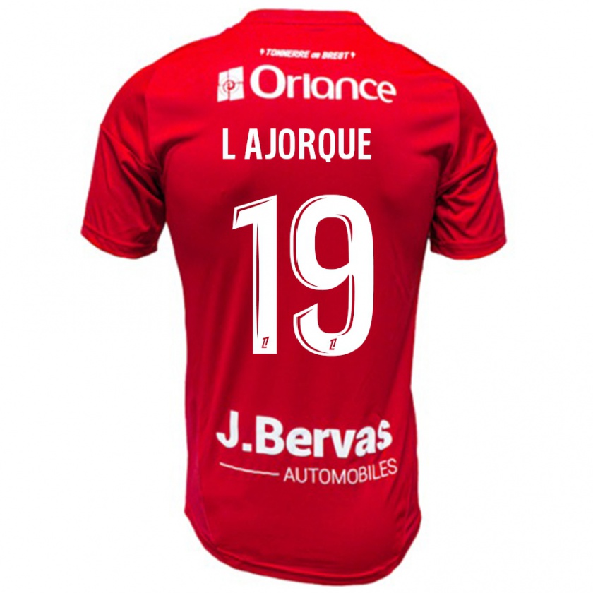 Kandiny Kvinnor Ludovic Ajorque #19 Röd Vit Hemmatröja Matchtröjor 2024/25 Tröjor T-Tröja