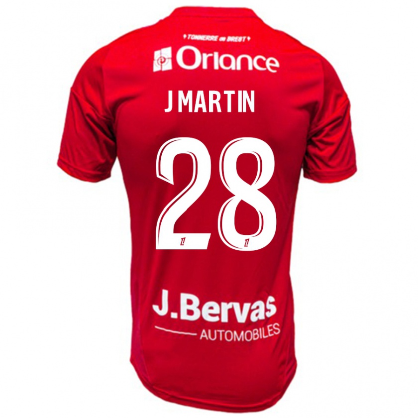 Kandiny Mujer Camiseta Jonas Martin #28 Rojo Blanco 1ª Equipación 2024/25 La Camisa