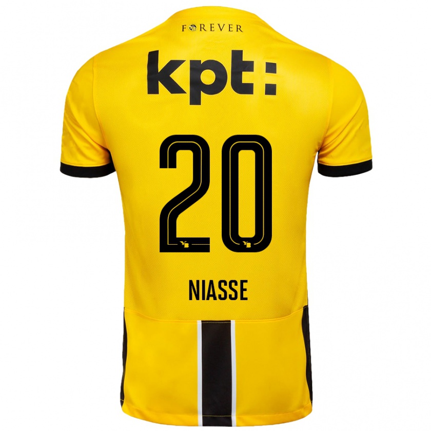 Kandiny Mujer Camiseta Cheikh Niasse #20 Amarillo Negro 1ª Equipación 2024/25 La Camisa