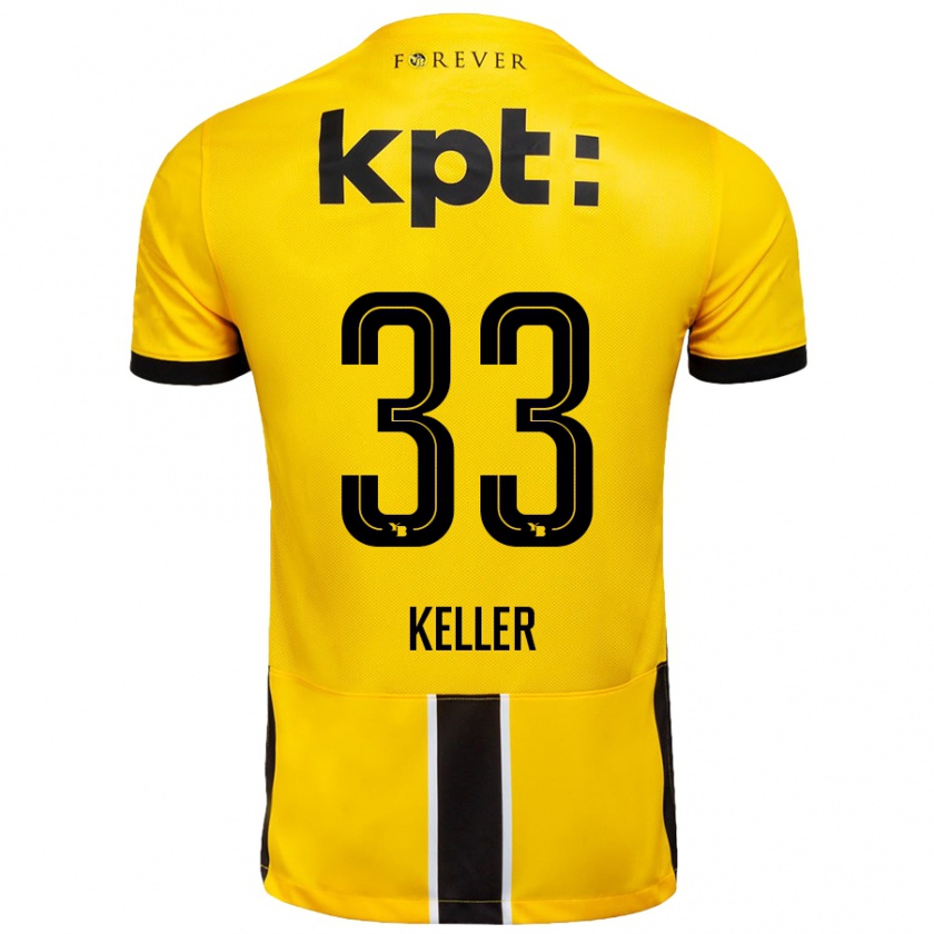 Kandiny Mujer Camiseta Marvin Keller #33 Amarillo Negro 1ª Equipación 2024/25 La Camisa