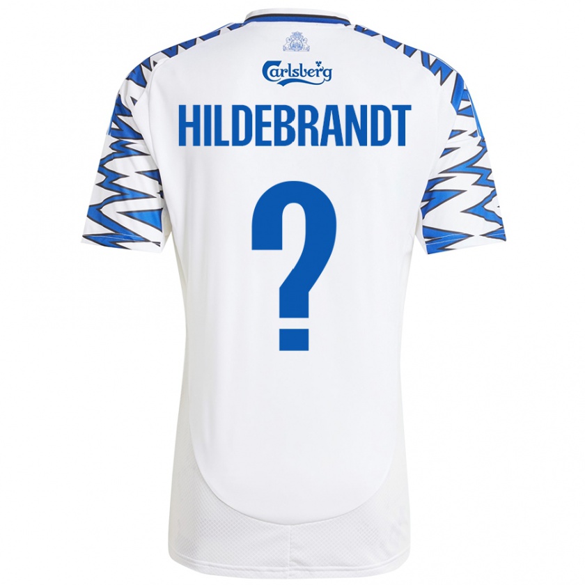 Kandiny Donna Maglia Sylvester Hildebrandt #0 Bianco Azzurro Kit Gara Home 2024/25 Maglietta