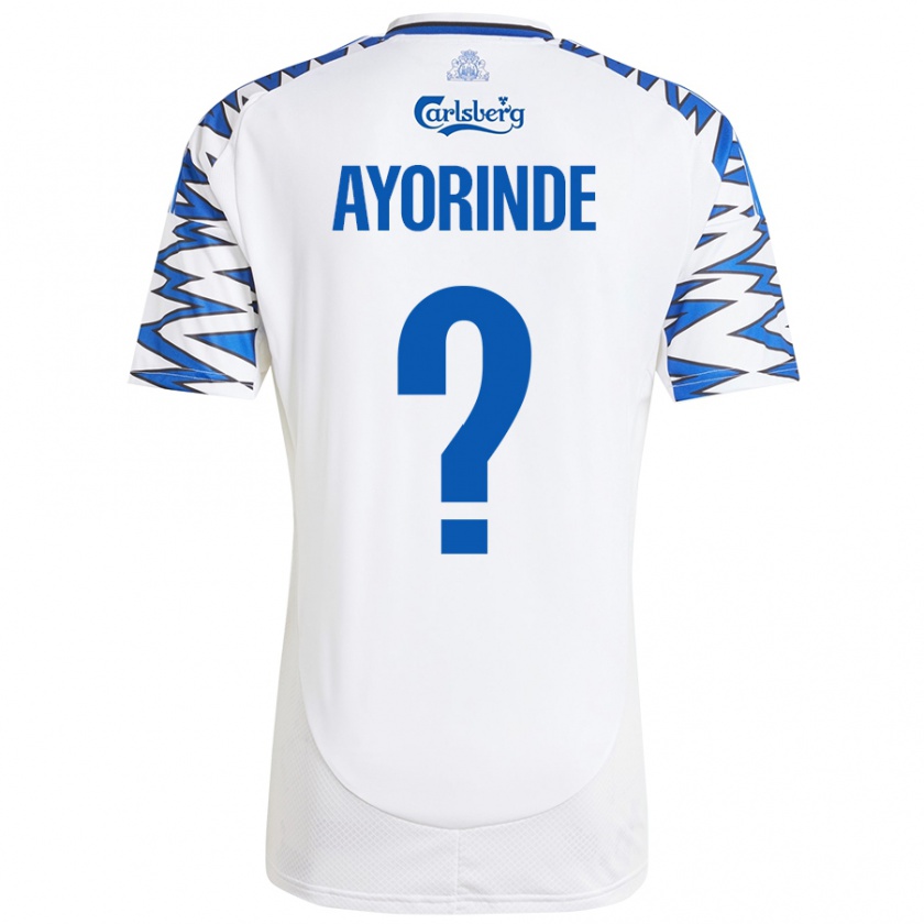 Kandiny Donna Maglia Noah Ayorinde #0 Bianco Azzurro Kit Gara Home 2024/25 Maglietta