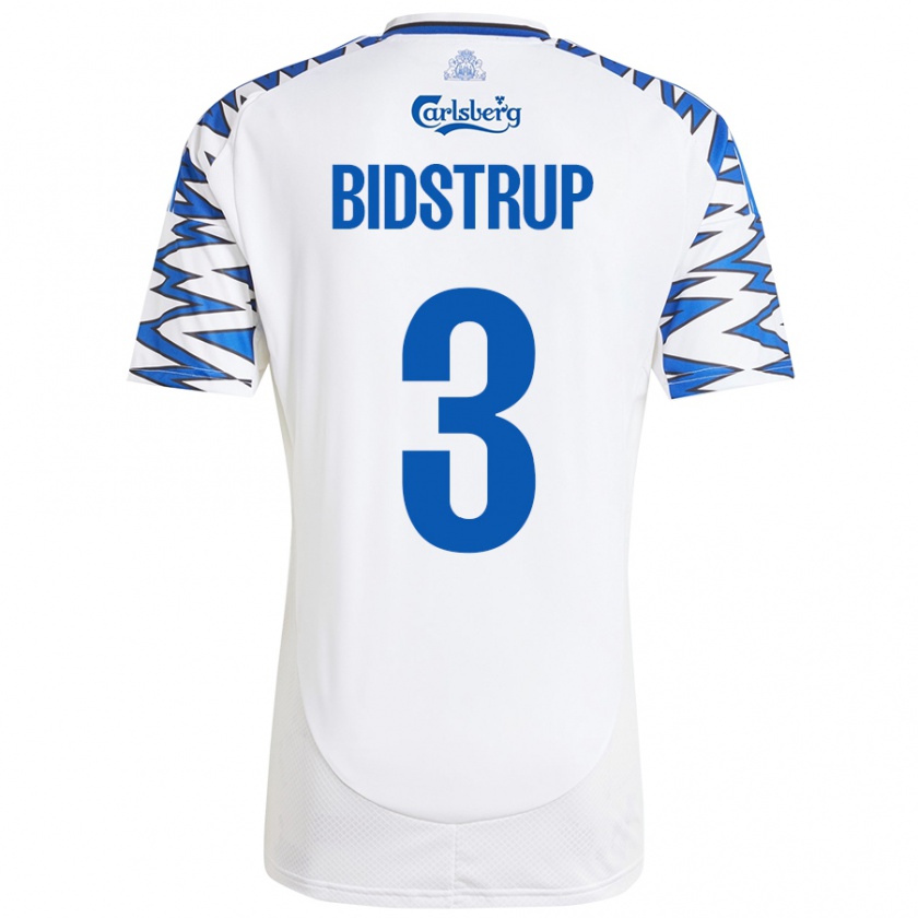 Kandiny Donna Maglia Hjalte Bidstrup #3 Bianco Azzurro Kit Gara Home 2024/25 Maglietta