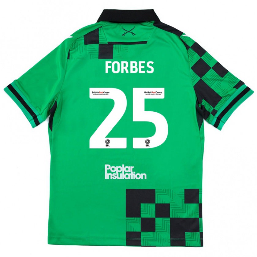 Kandiny Mujer Camiseta Michael Forbes #25 Verde Negro 2ª Equipación 2024/25 La Camisa