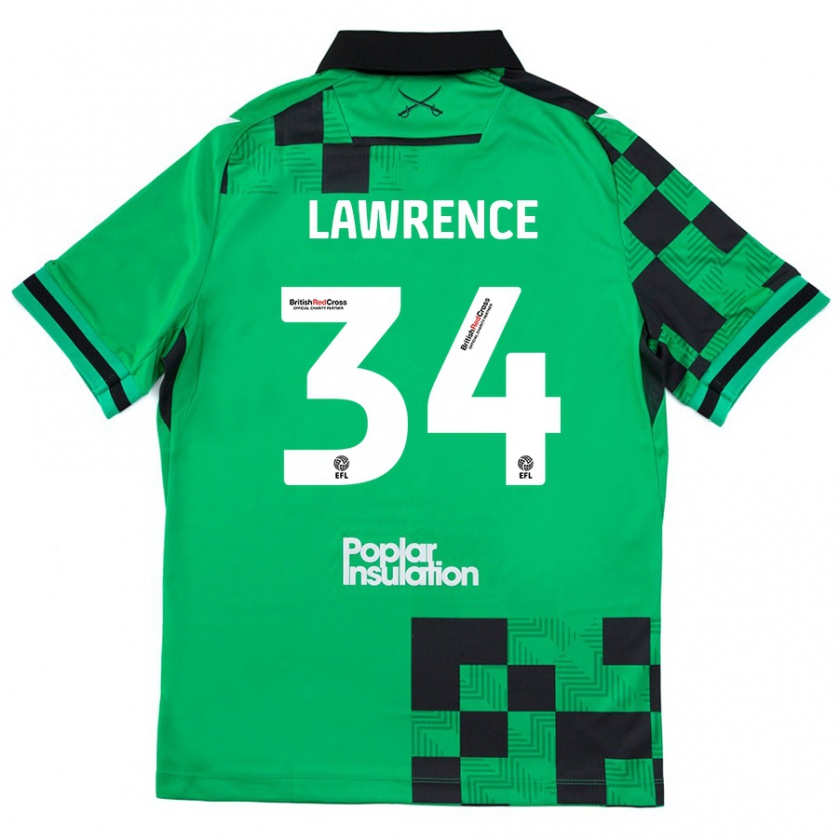 Kandiny Donna Maglia Jerry Lawrence #34 Verde Nero Kit Gara Away 2024/25 Maglietta