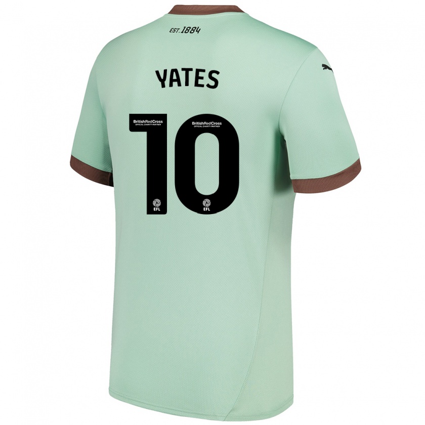 Kandiny Mujer Camiseta Jerry Yates #10 Verde Pálido 2ª Equipación 2024/25 La Camisa