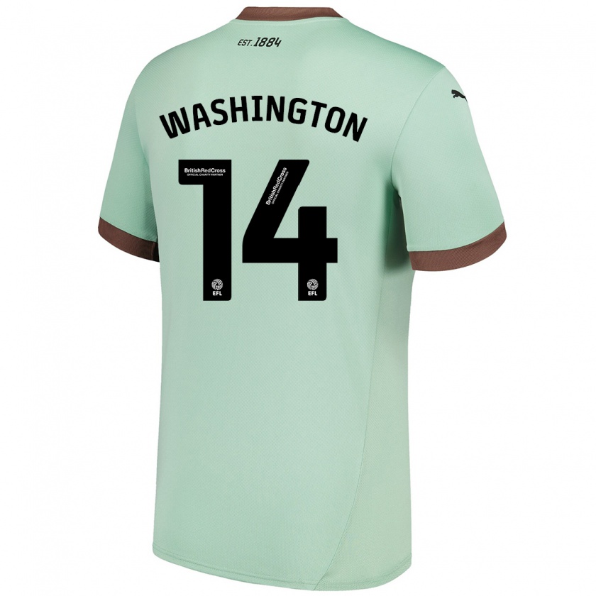 Kandiny Mujer Camiseta Conor Washington #14 Verde Pálido 2ª Equipación 2024/25 La Camisa