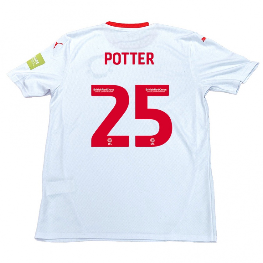 Kandiny Kvinnor Finley Potter #25 Vit Bortatröja Matchtröjor 2024/25 Tröjor T-Tröja