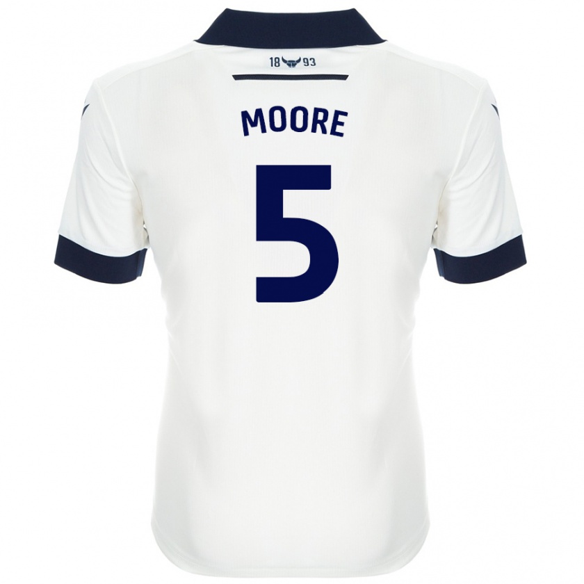 Kandiny Mujer Camiseta Elliott Moore #5 Blanco Azul Marino 2ª Equipación 2024/25 La Camisa