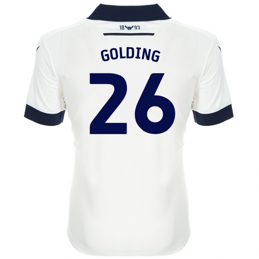 Kandiny Mujer Camiseta James Golding #26 Blanco Azul Marino 2ª Equipación 2024/25 La Camisa