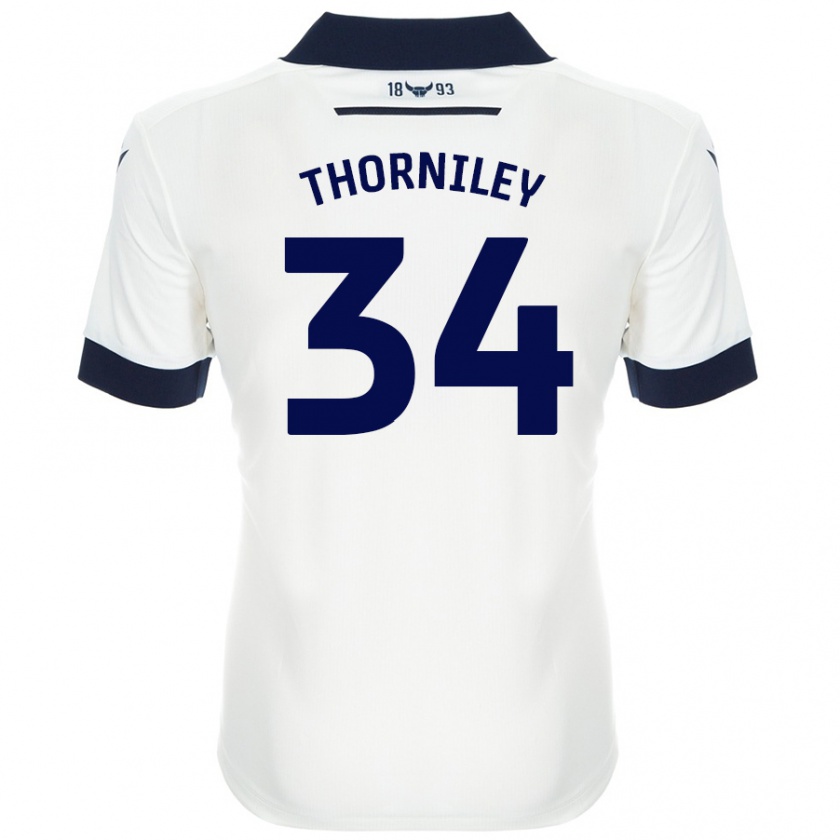 Kandiny Kvinnor Jordan Thorniley #34 Vit Marinblå Bortatröja Matchtröjor 2024/25 Tröjor T-Tröja