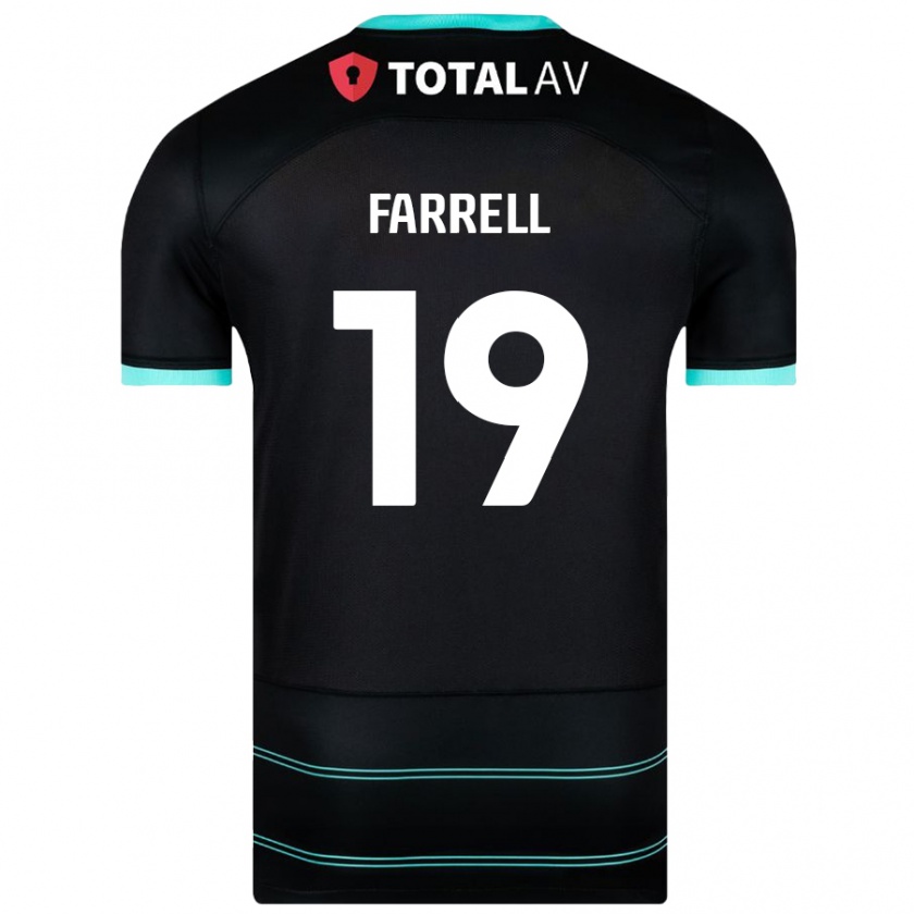 Kandiny Donna Maglia Jacob Farrell #19 Nero Kit Gara Away 2024/25 Maglietta