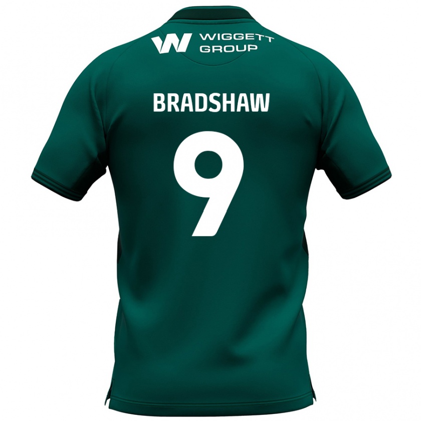 Kandiny Mujer Camiseta Tom Bradshaw #9 Verde 2ª Equipación 2024/25 La Camisa