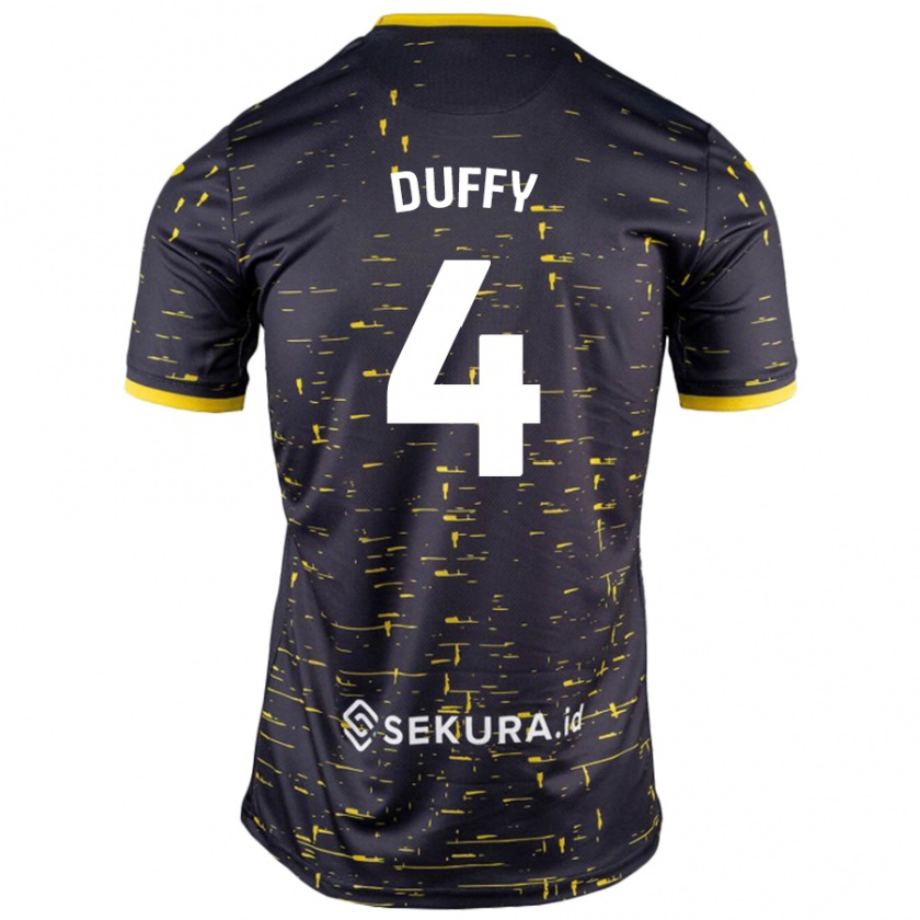 Kandiny Mujer Camiseta Shane Duffy #4 Negro Amarillo 2ª Equipación 2024/25 La Camisa